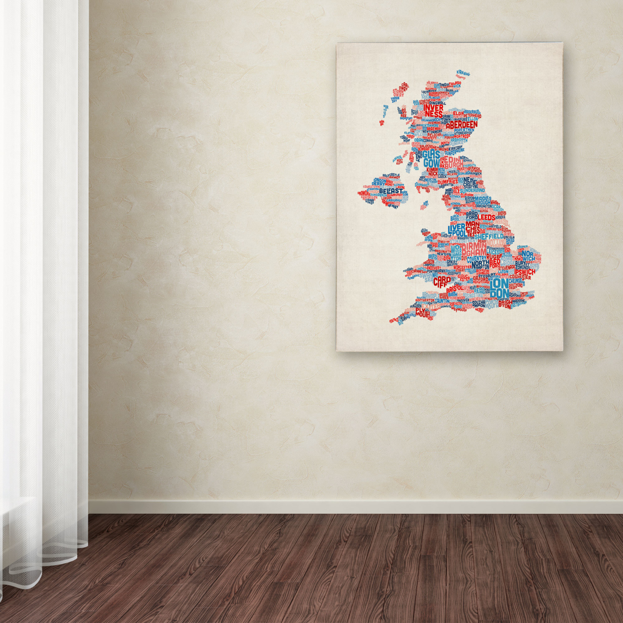 Michael Tompsett 'UK Cities Text Map 2' Canvas Art 16 X 24