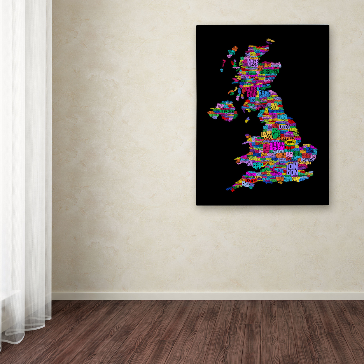 Michael Tompsett 'UK Cities Text Map 5' Canvas Art 16 X 24