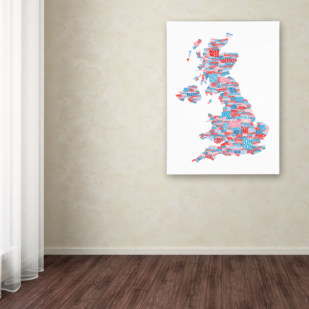 Michael Tompsett 'UK Cities Text Map 7' Canvas Art 16 X 24