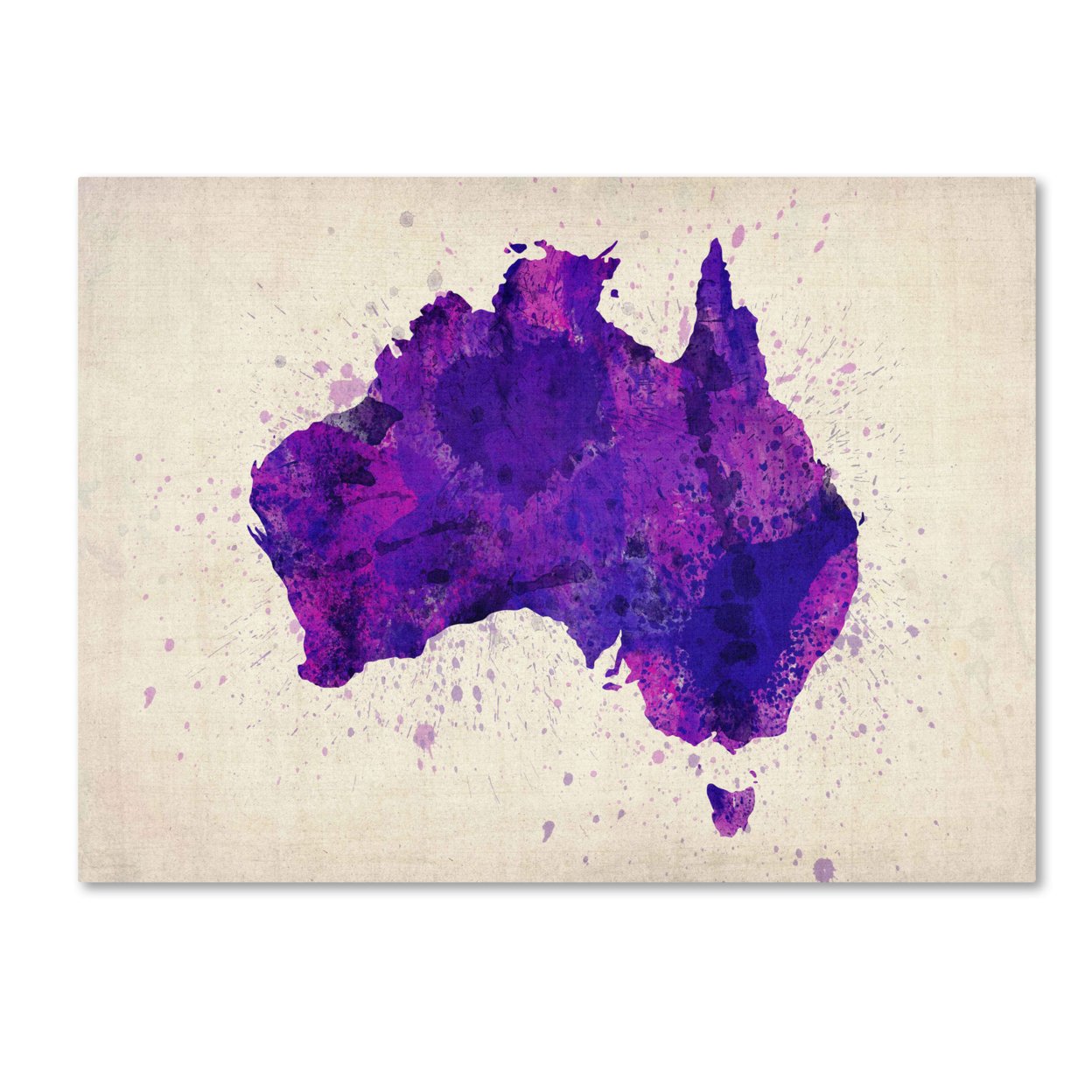 Michael Tompsett 'Australia Paint Splashes Map' Canvas Art 16 X 24