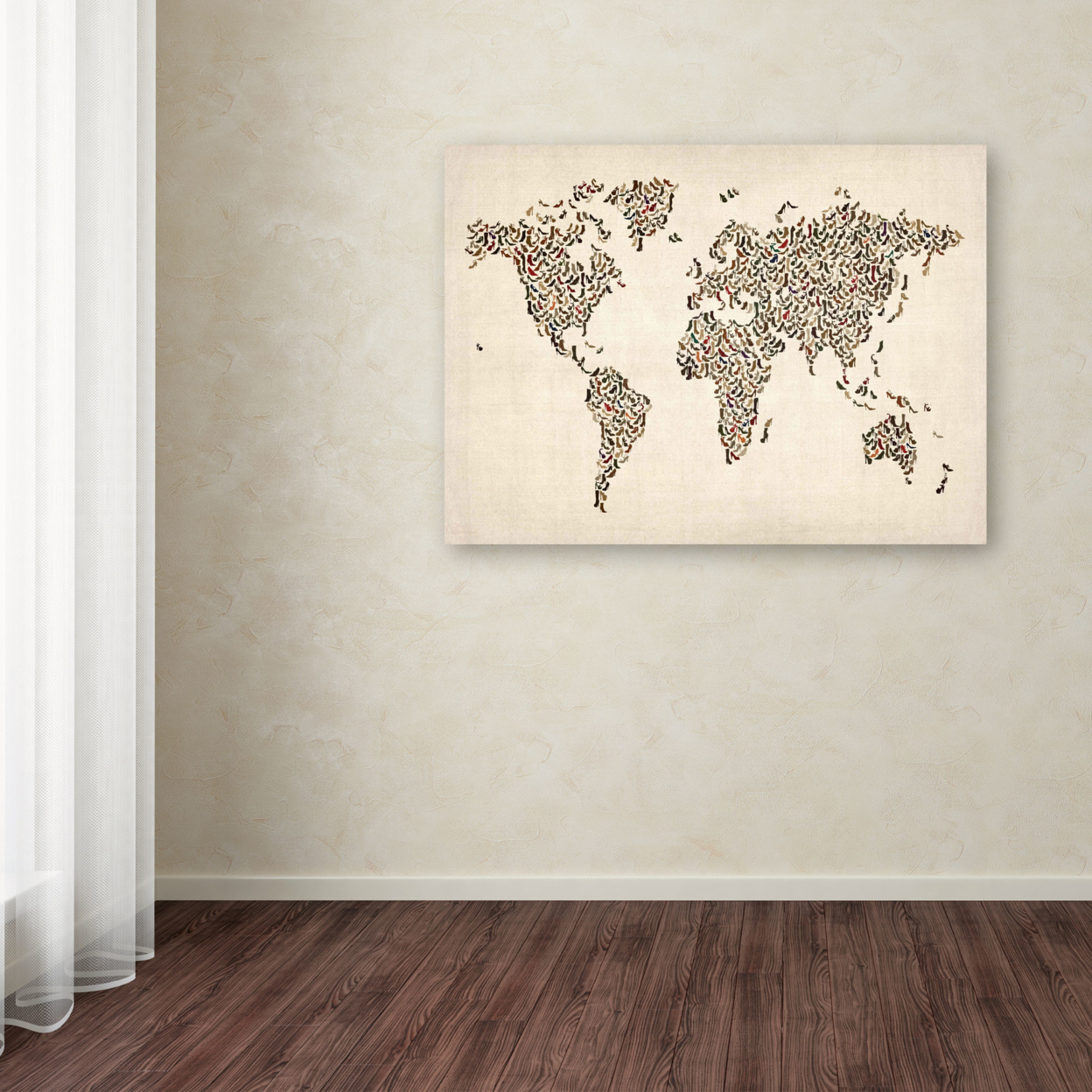 Michael Tompsett 'Ladies Shoes World Map' Canvas Art 16 X 24