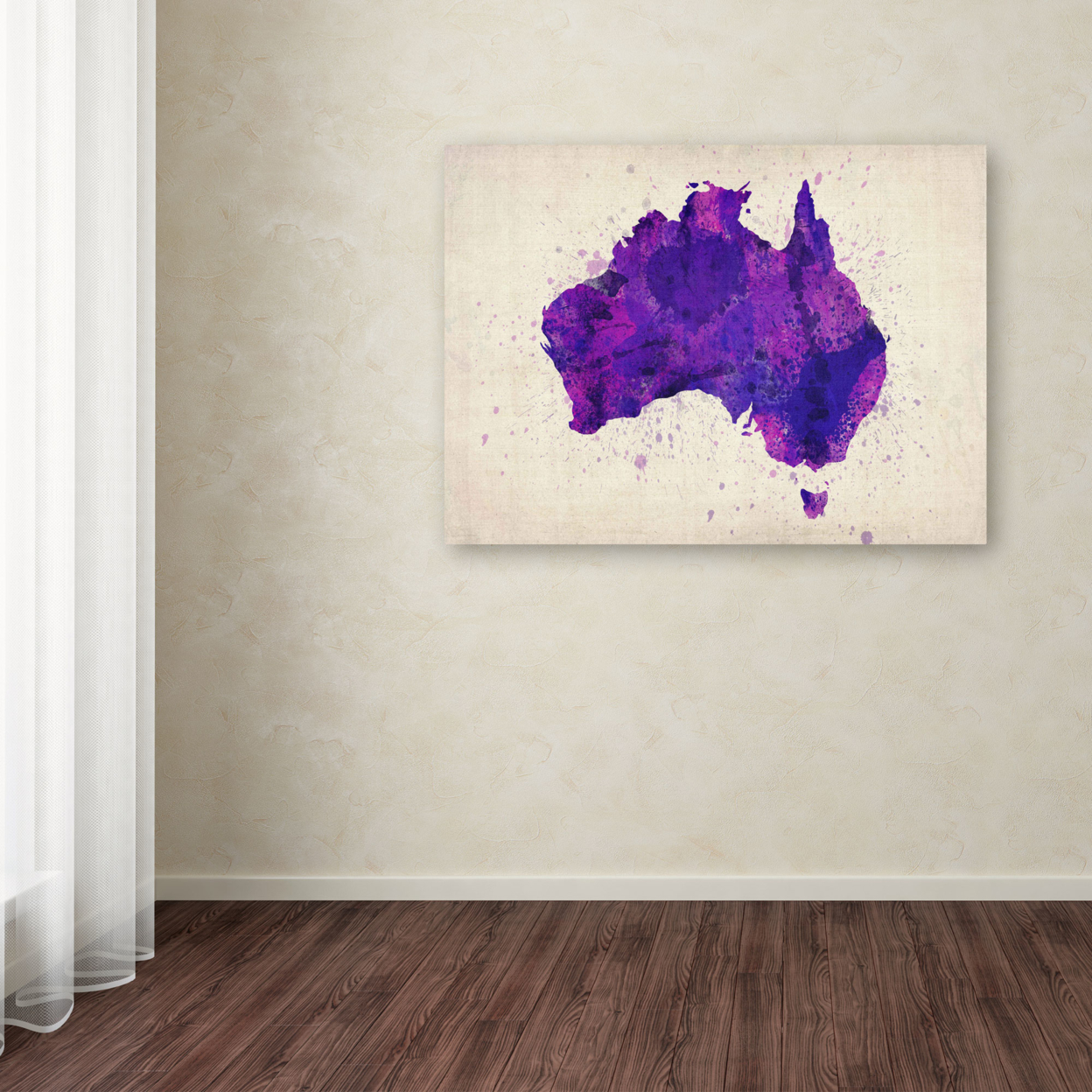 Michael Tompsett 'Australia Paint Splashes Map' Canvas Art 16 X 24