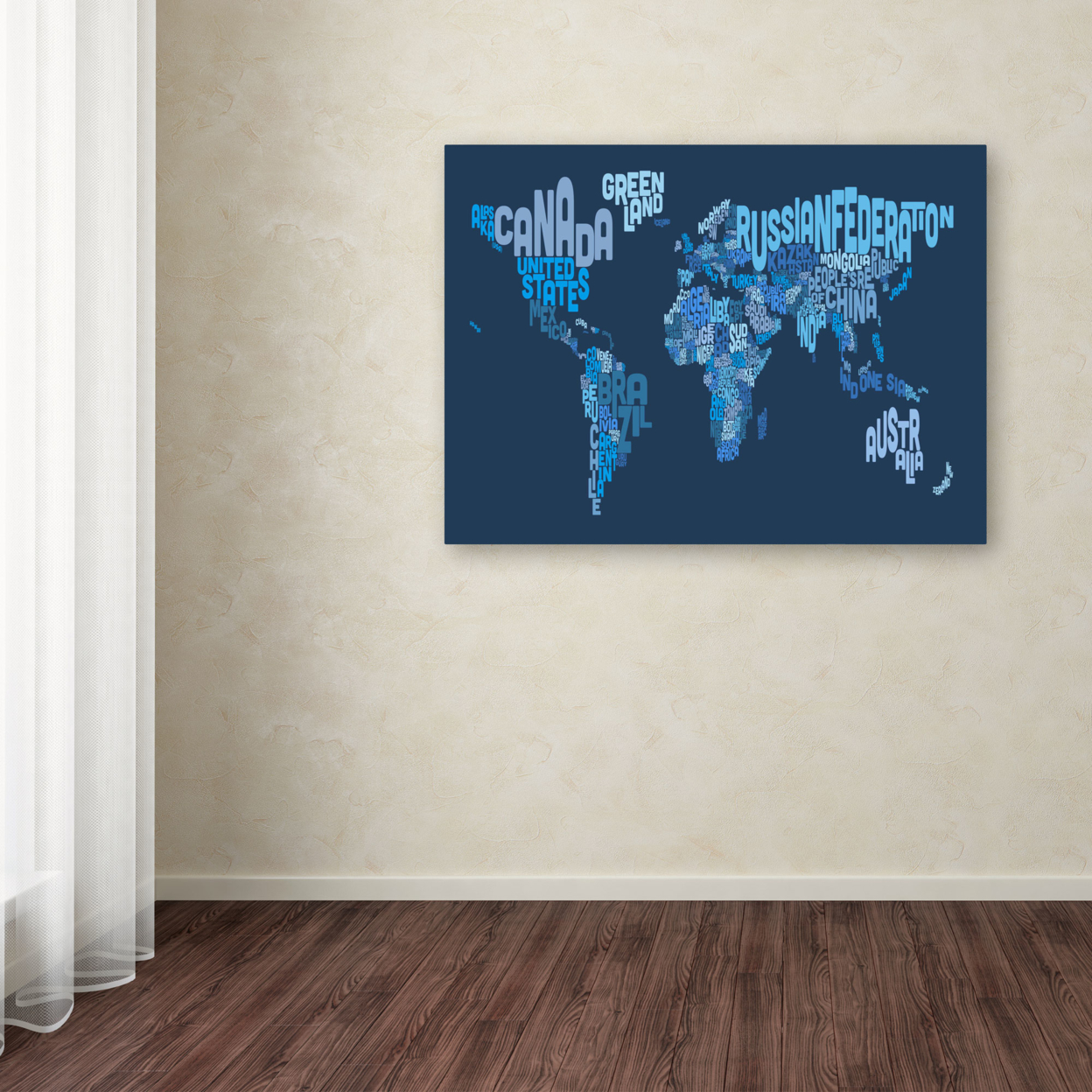 Michael Tompsett 'World Text Map 2' Canvas Art 16 X 24