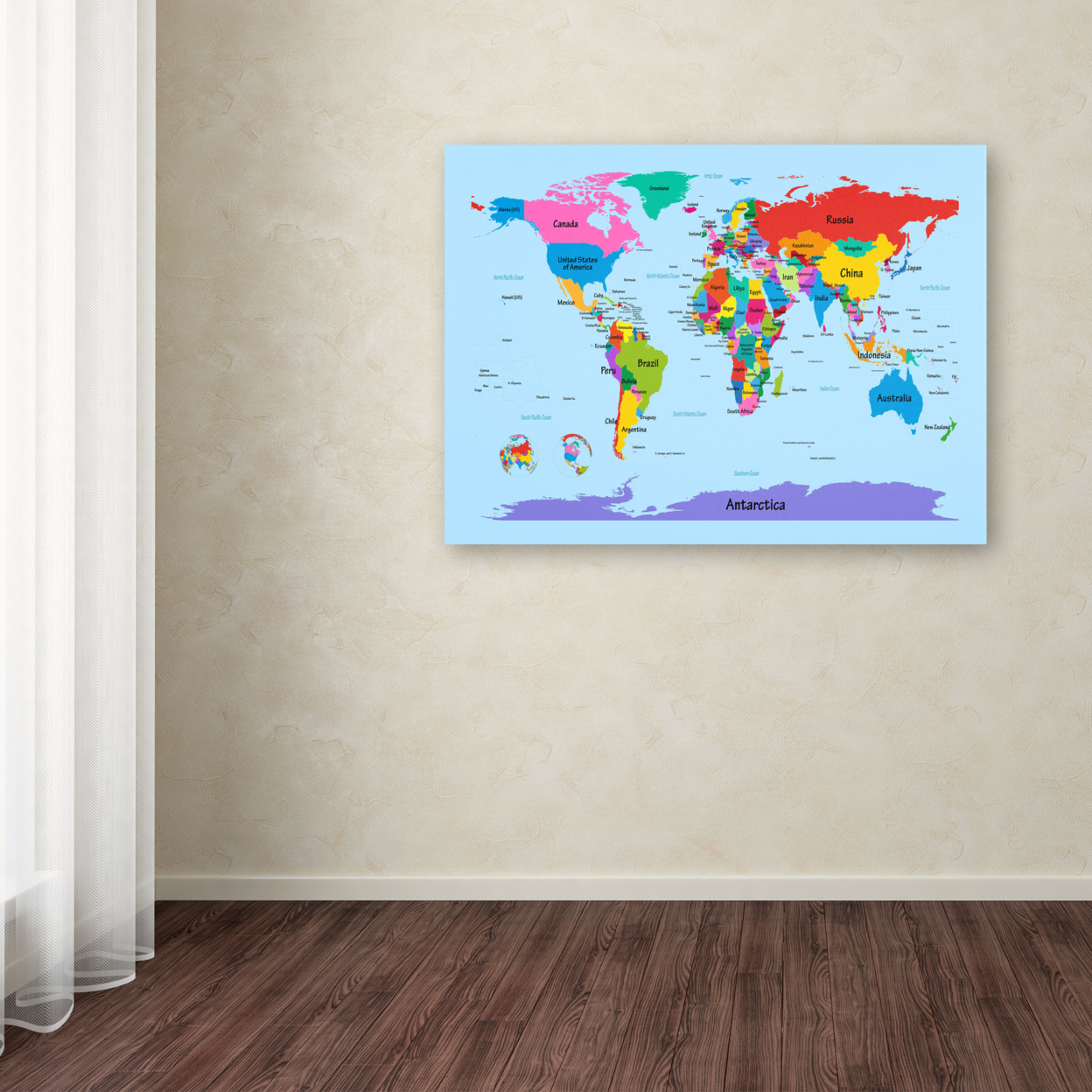 Michael Tompsett 'Childrens World Map' Canvas Art 16 X 24