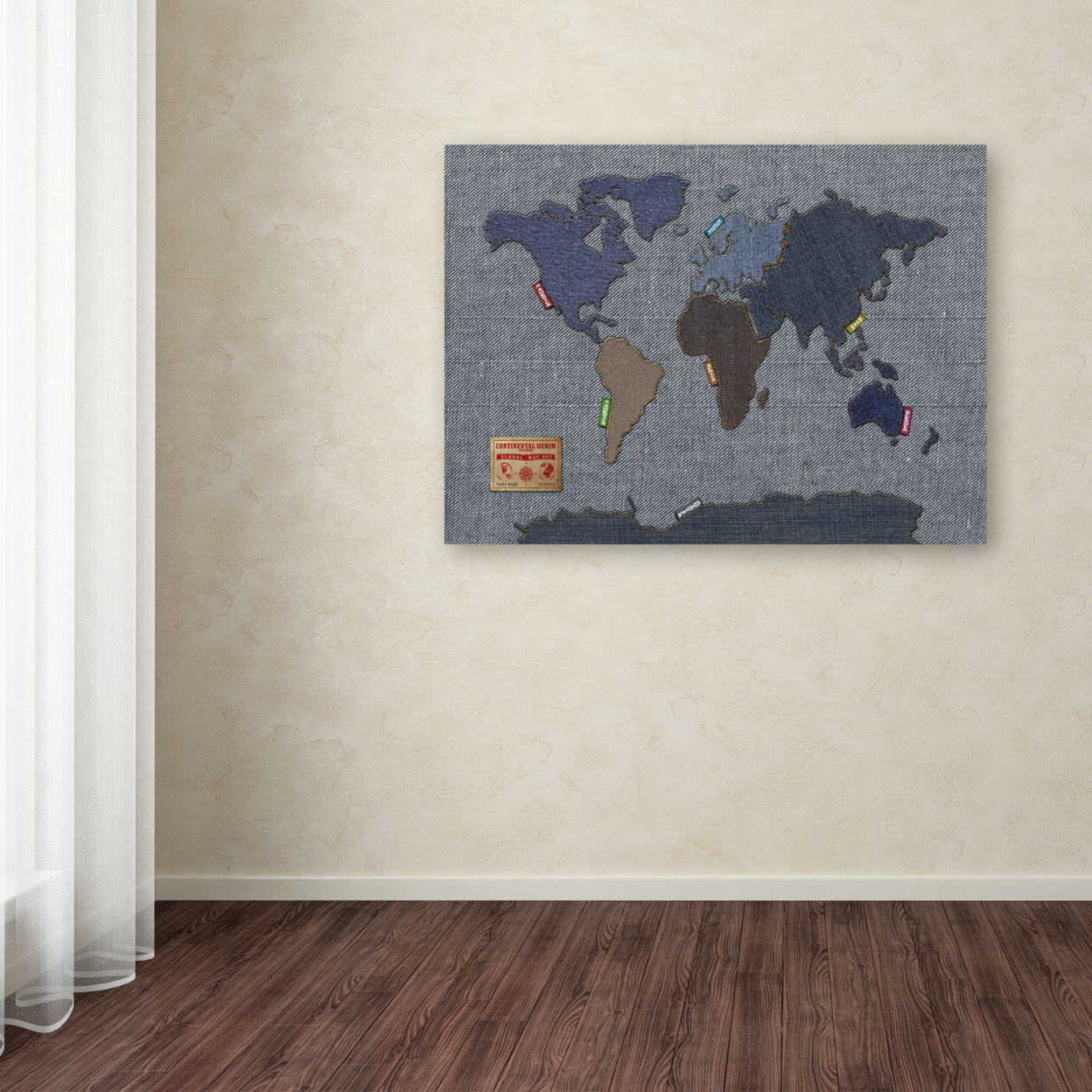 Michael Tompsett 'Denim World Map' Canvas Art 16 X 24