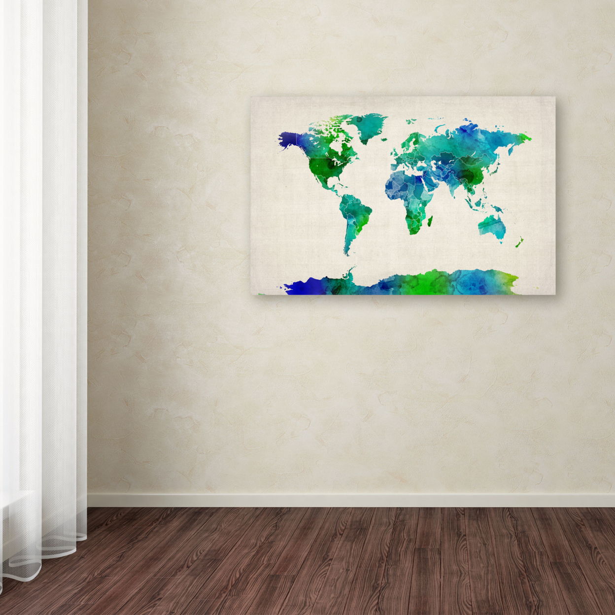Michael Tompsett 'World Map Watercolor' Canvas Art 16 X 24