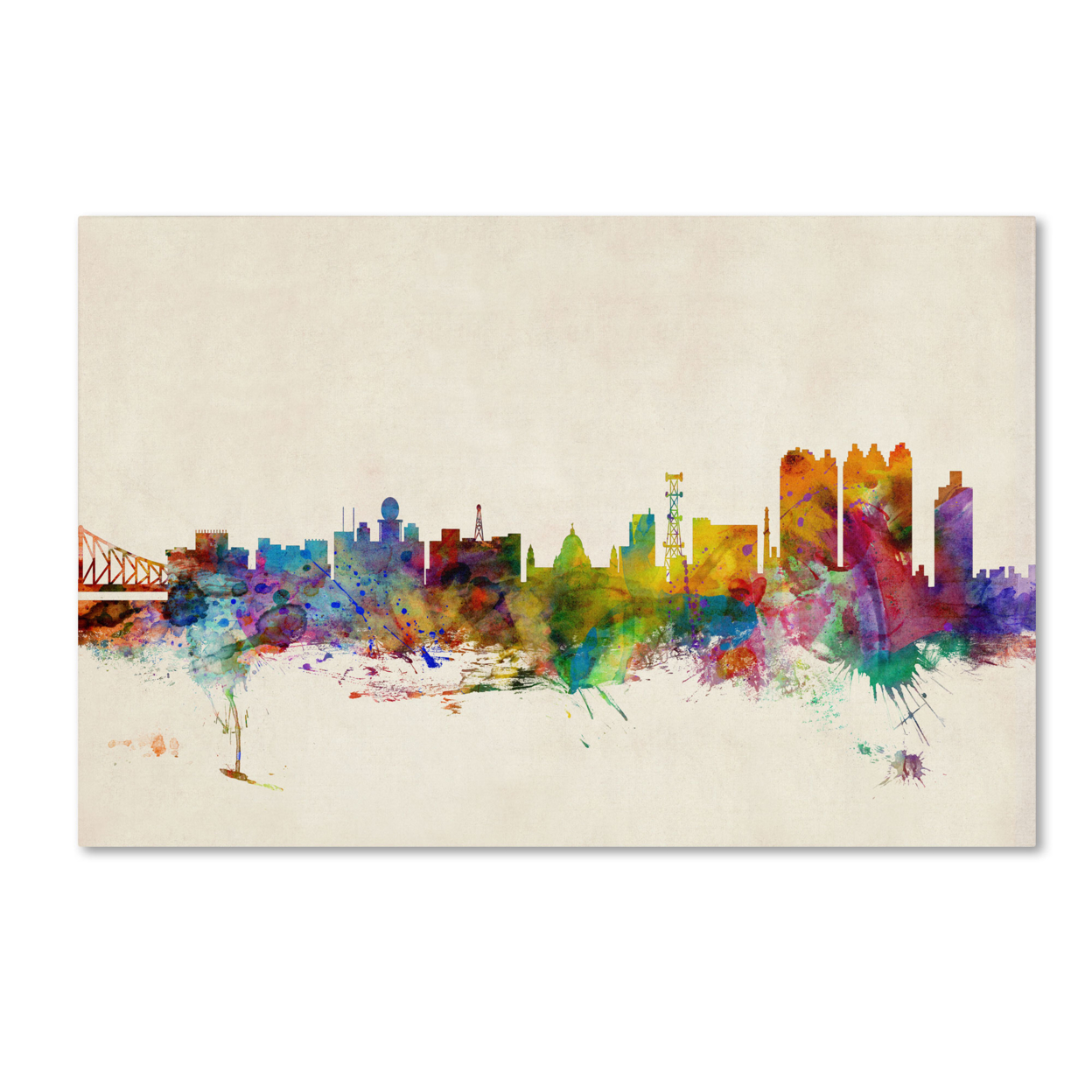 Michael Tompsett 'Calcutta Watercolor Skyline' Canvas Art 16 X 24