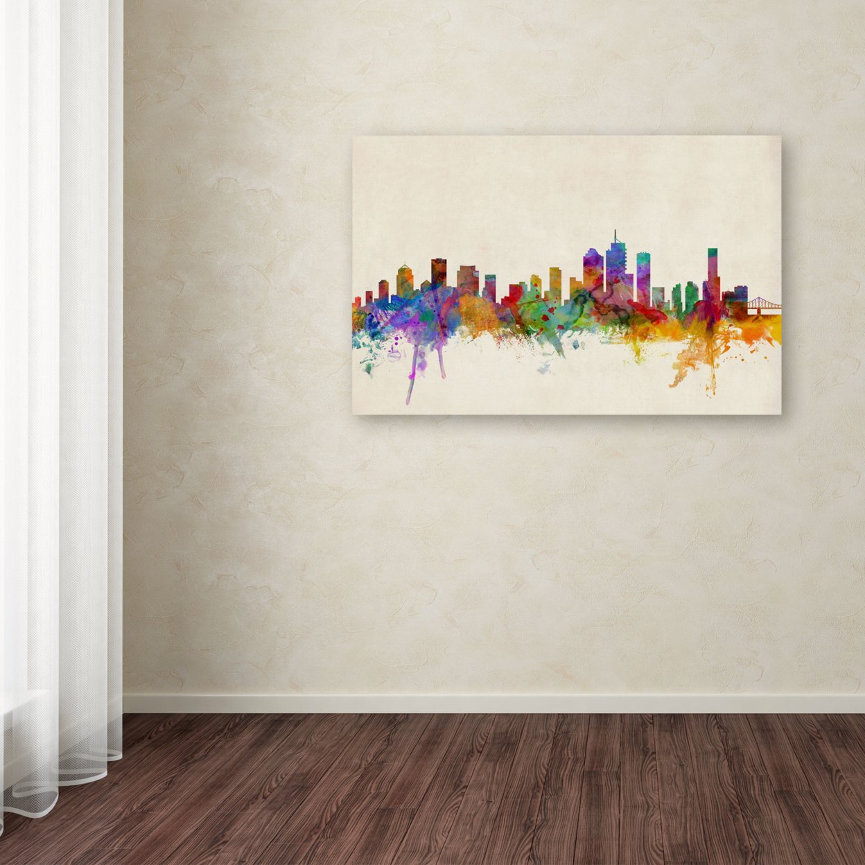 Michael Tompsett 'Brisbane Watercolor Skyline' Canvas Art 16 X 24