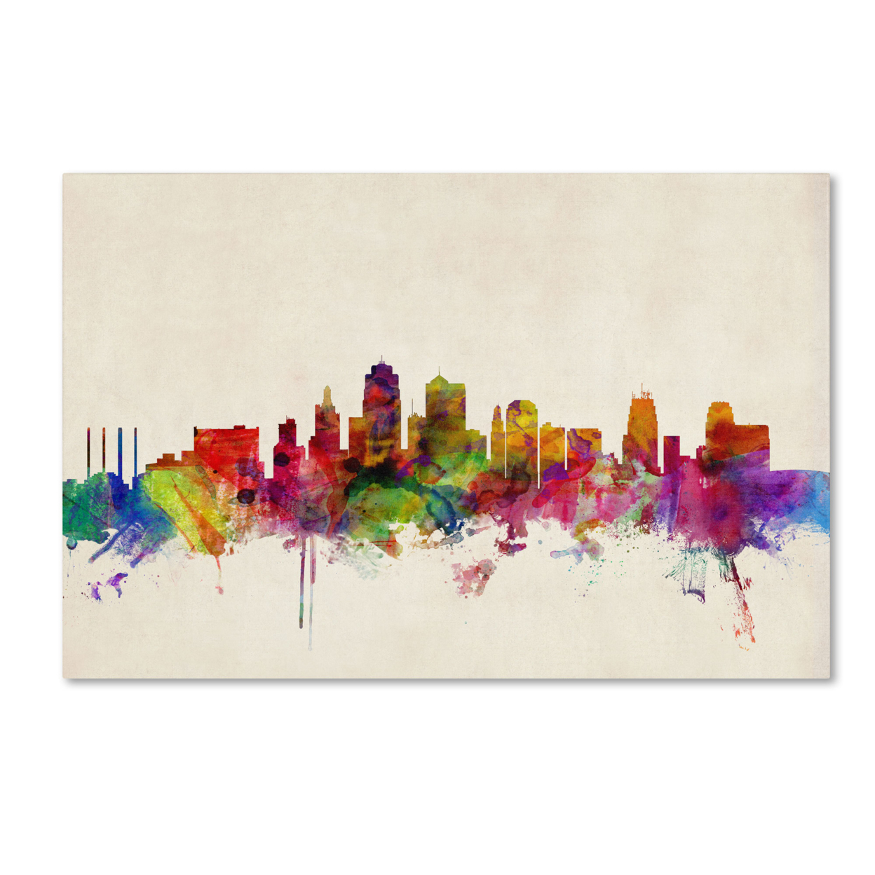 Michael Tompsett 'Kansas City Watercolor Skyline' Canvas Art 16 X 24
