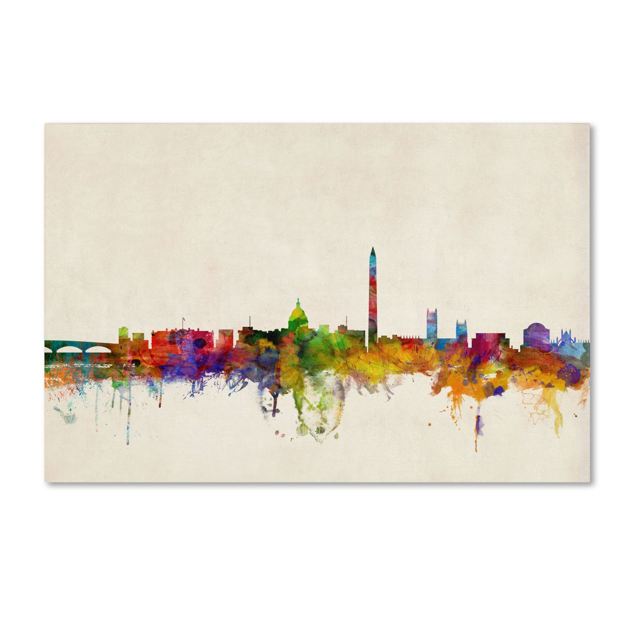Michael Tompsett 'Washington Watercolor Skyline' Canvas Art 16 X 24