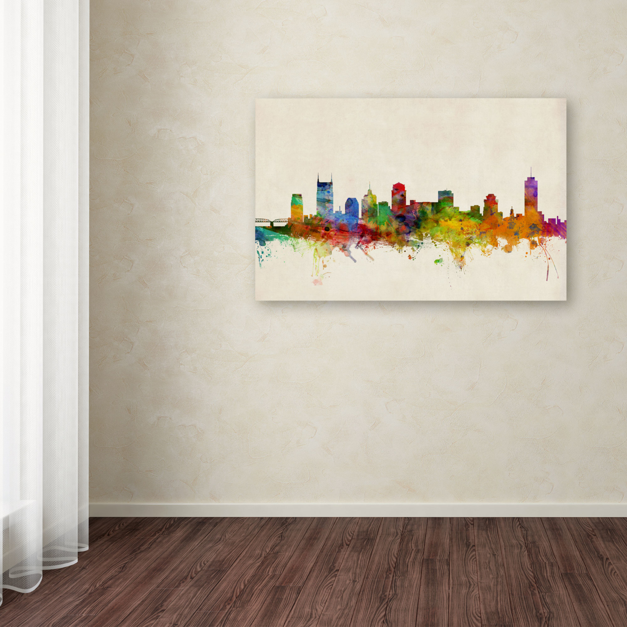 Michael Tompsett 'Nashville Watercolor Skyline' Canvas Art 16 X 24