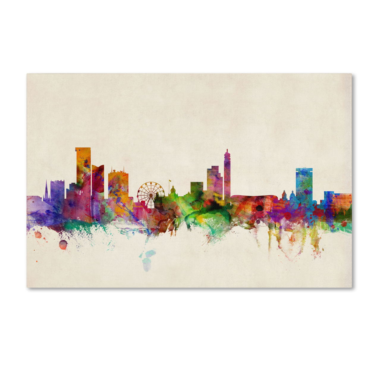 Michael Tompsett 'Birmingham England Skyline II' Canvas Art 16 X 24