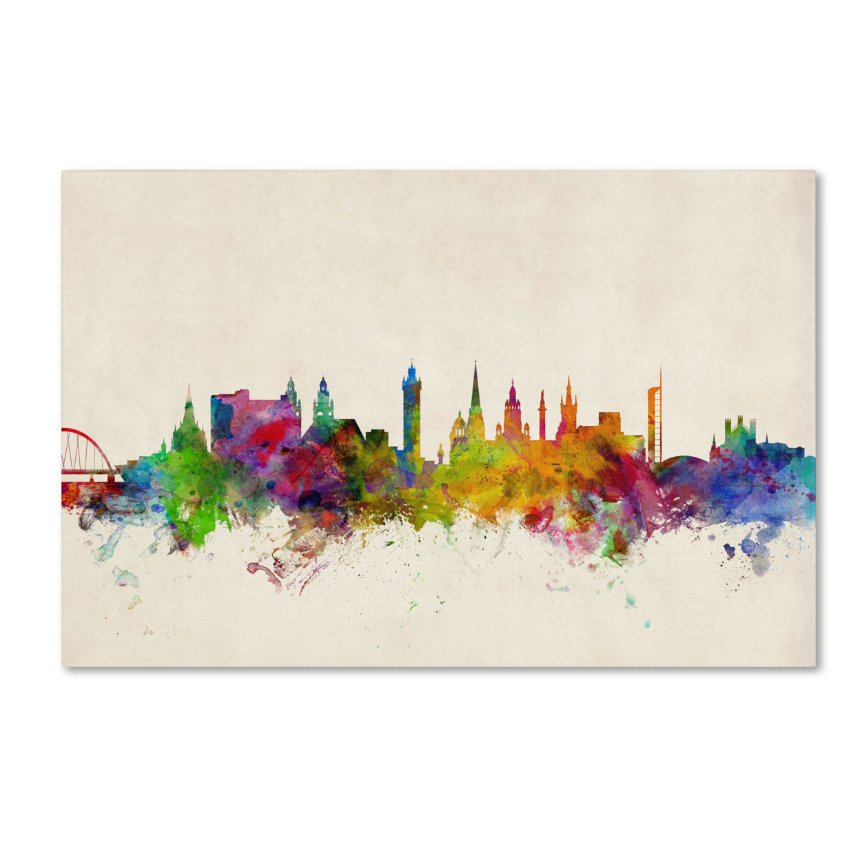 Michael Tompsett 'Glasgow Scotland Skyline' Canvas Art 16 X 24