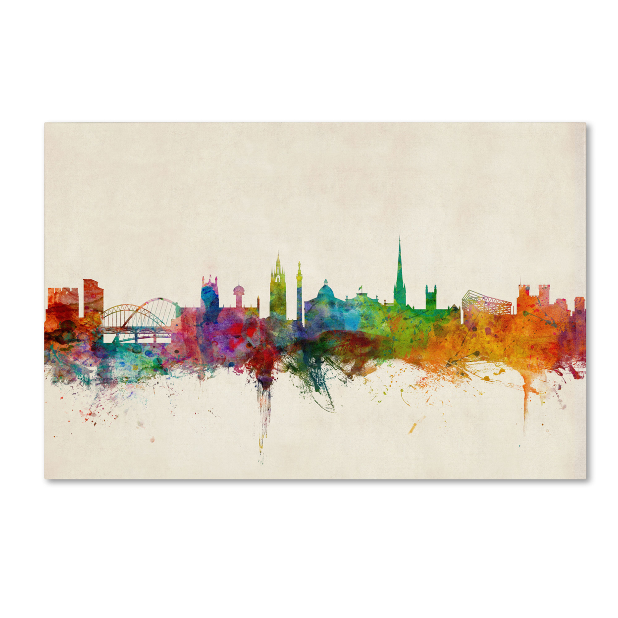 Michael Tompsett 'Newcastle England Skyline' Canvas Art 16 X 24