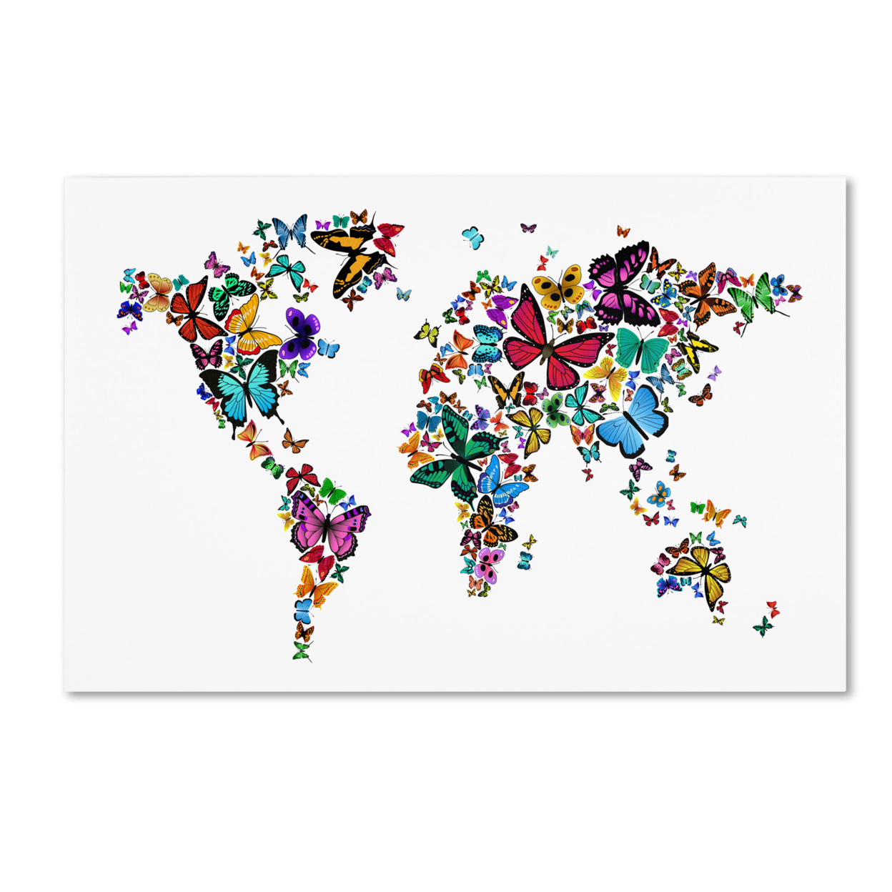 Michael Tompsett 'Butterflies Map Of The World' Canvas Art 16 X 24