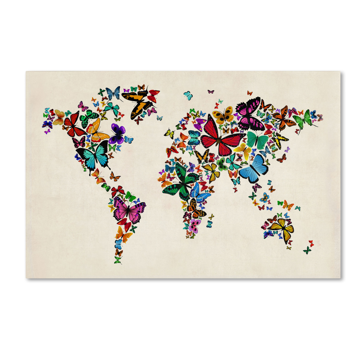 Michael Tompsett 'Butterflies Map Of The World II' Canvas Art 16 X 24