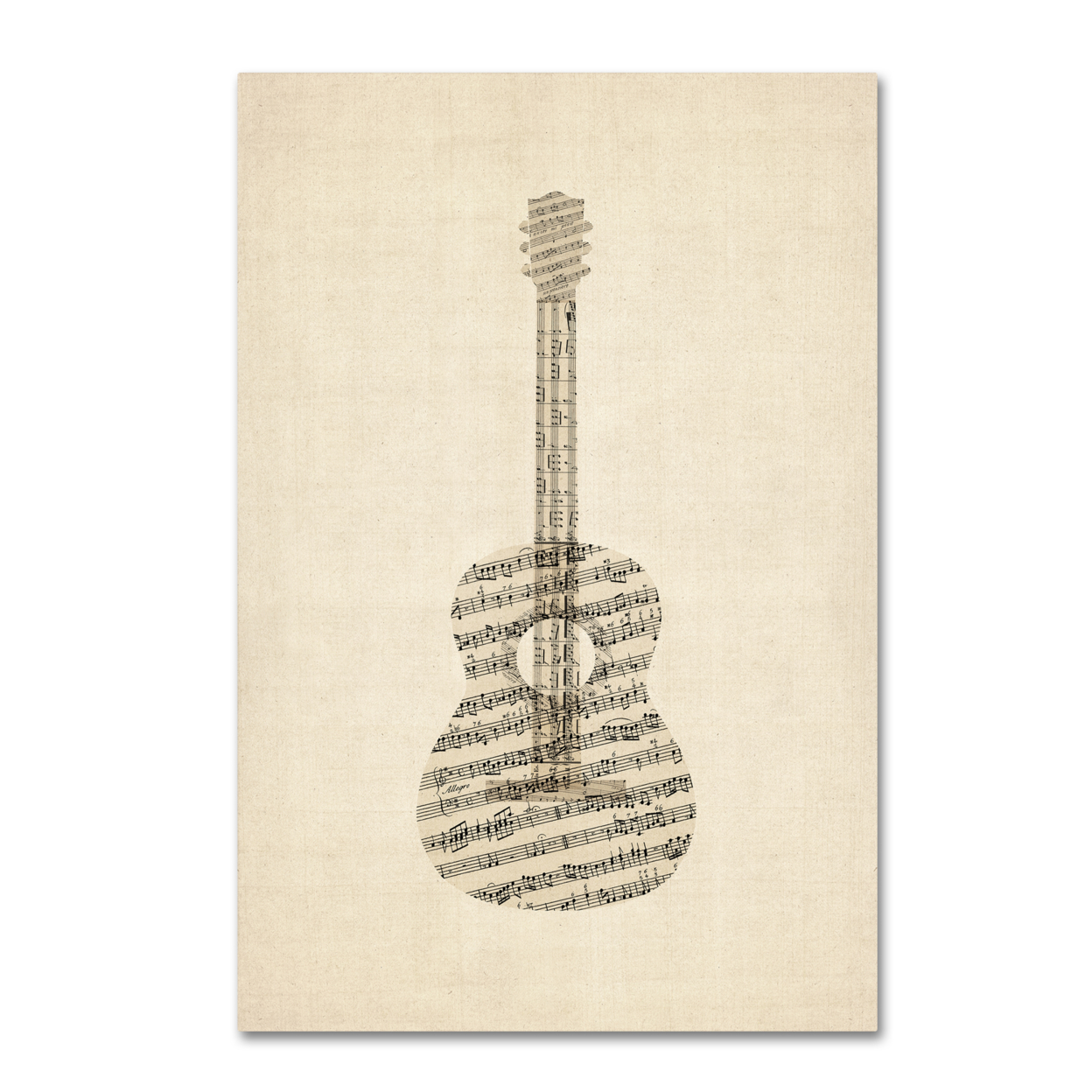 Michael Tompsett 'Acoustic Guitar Old Sheet Music' Canvas Art 16 X 24