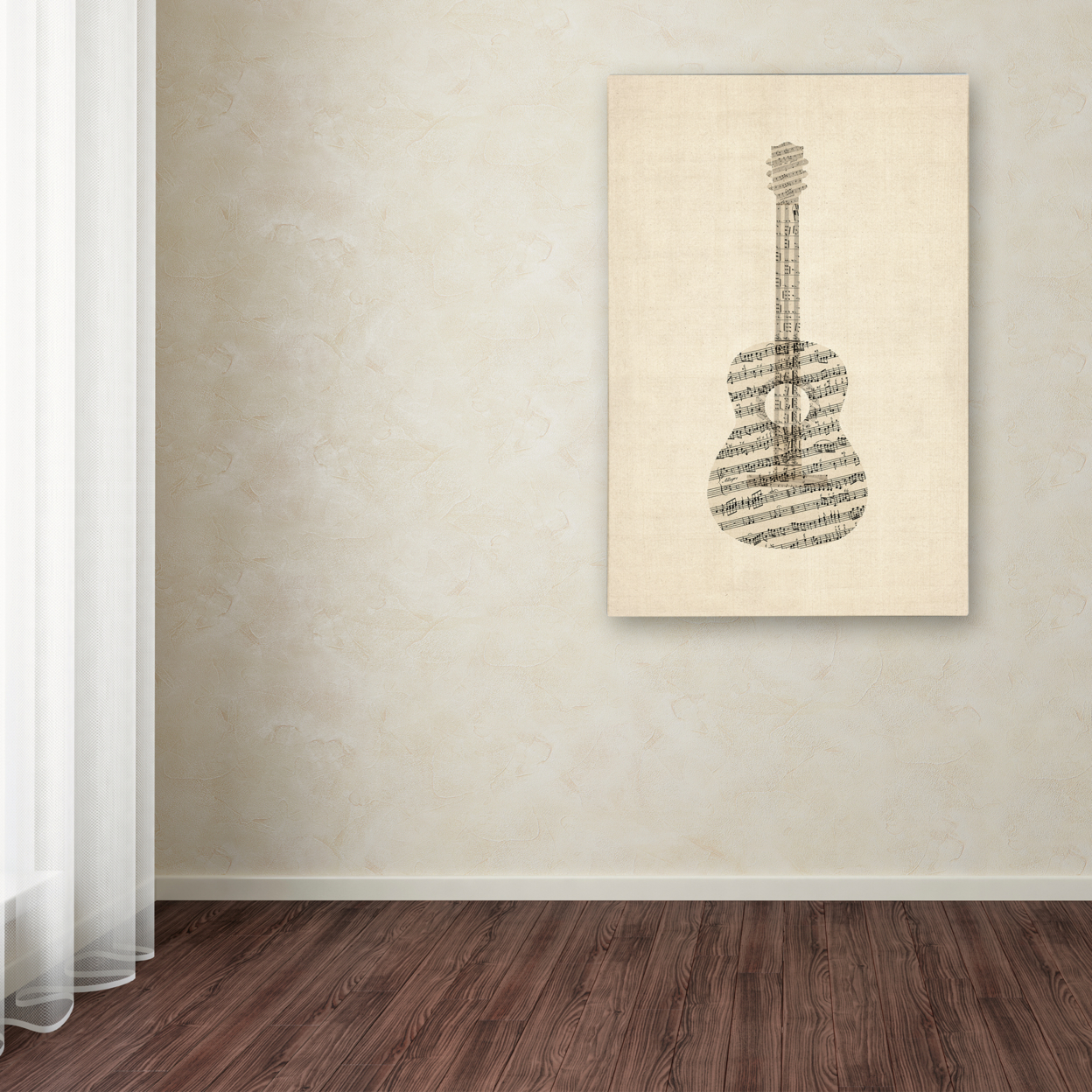 Michael Tompsett 'Acoustic Guitar Old Sheet Music' Canvas Art 16 X 24