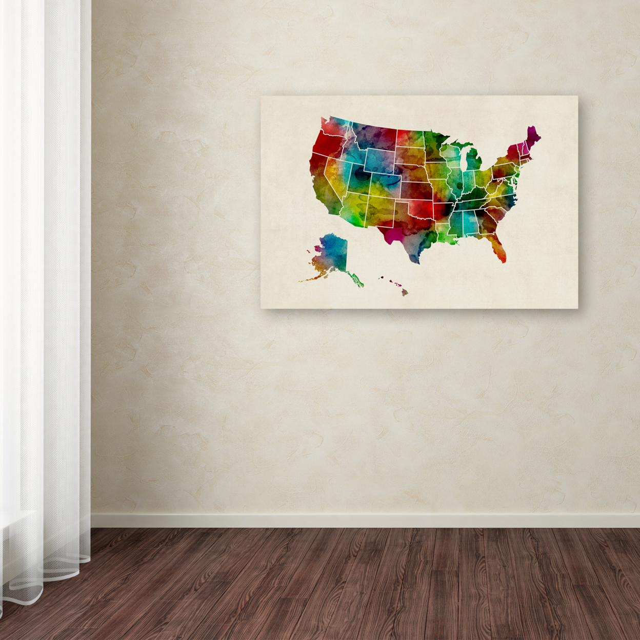 Michael Tompsett 'United States Watercolor Map 2' Canvas Art 16 X 24