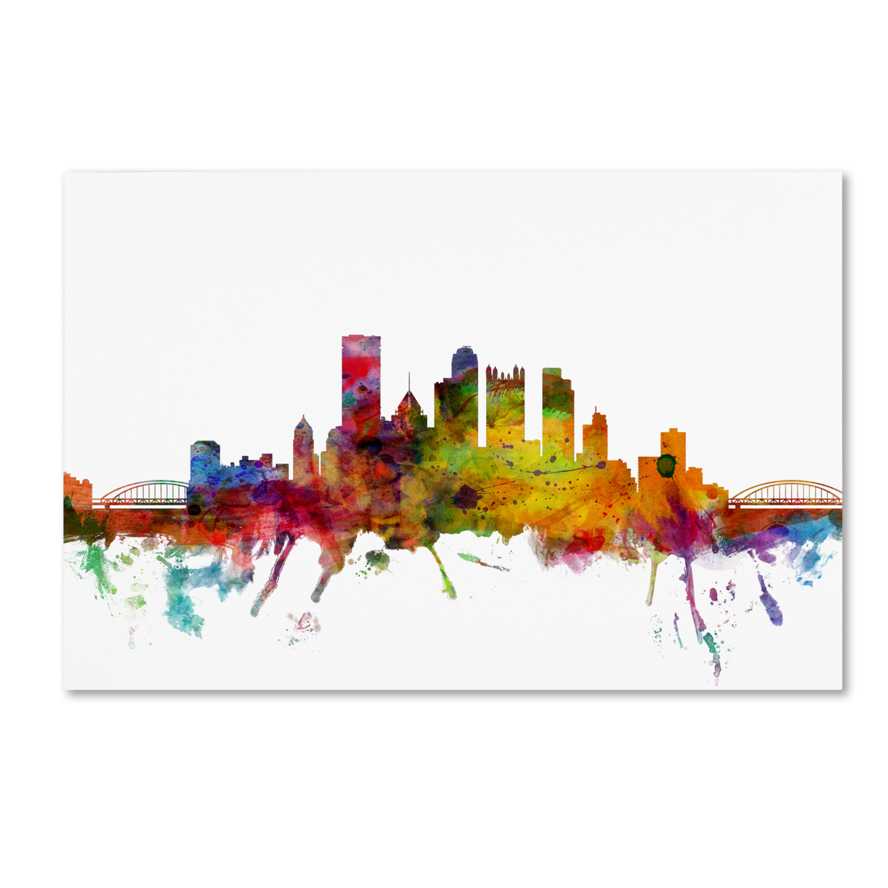 Michael Tompsett 'Pittsburgh Pennsylvania Skyline' Canvas Art 16 X 24