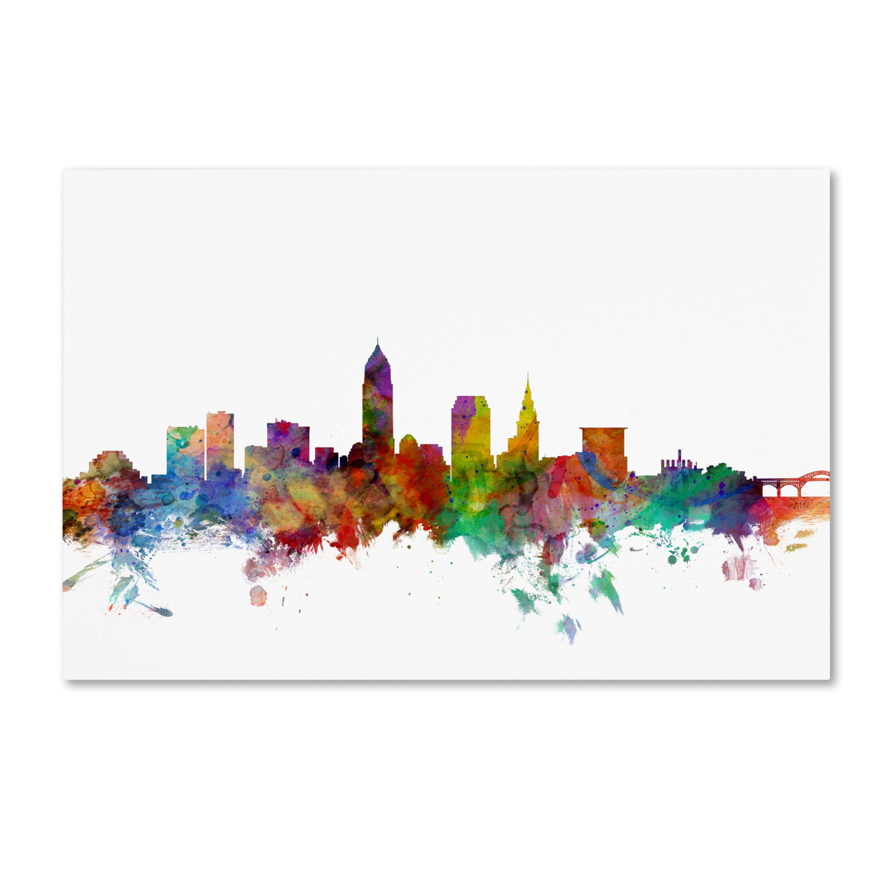 Michael Tompsett 'Cleveland Ohio Skyline' Canvas Art 16 X 24