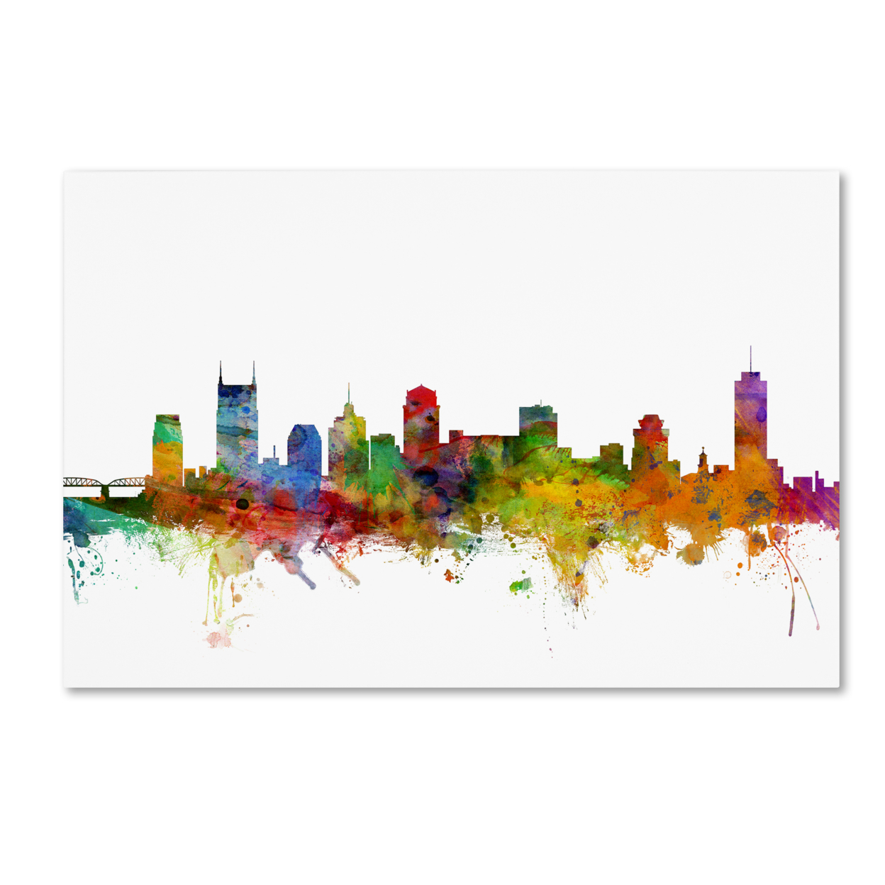 Michael Tompsett 'Nashville Tennessee Skyline' Canvas Art 16 X 24