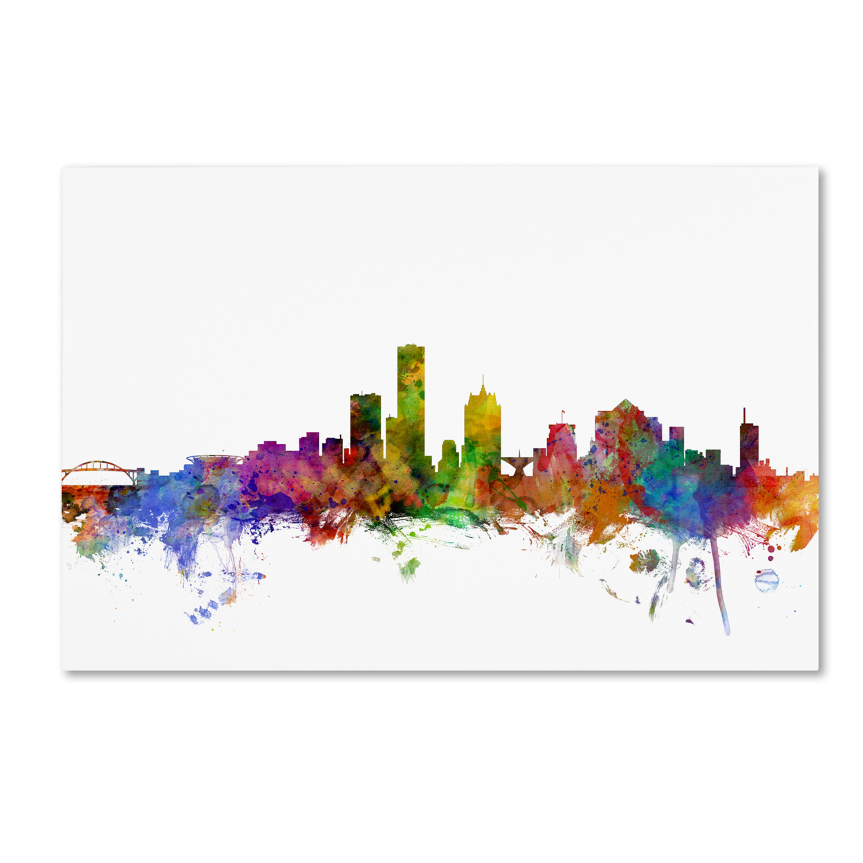 Michael Tompsett 'Milwaukee Wisconsin Skyline' Canvas Art 16 X 24