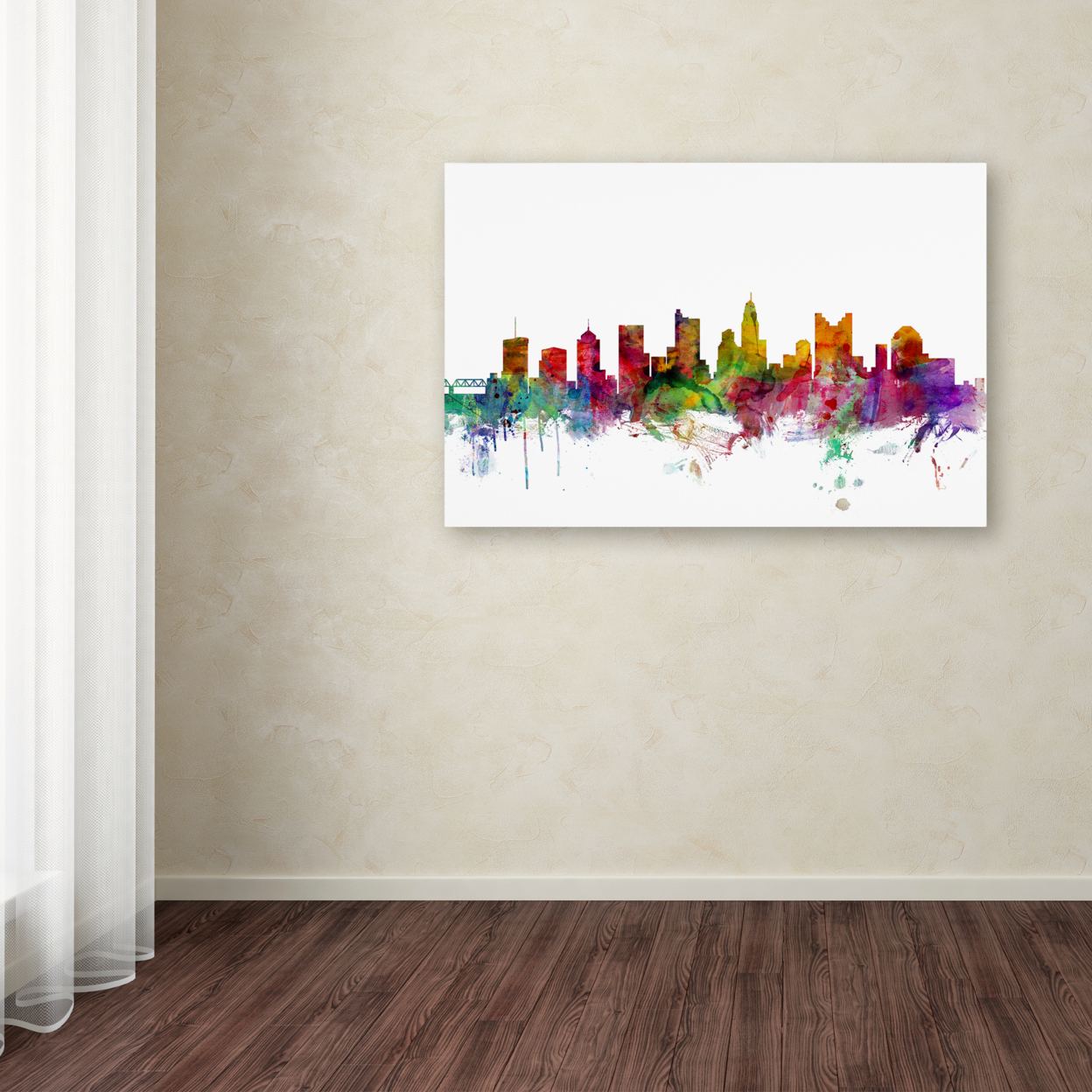 Michael Tompsett 'Columbus Ohio Skyline' Canvas Art 16 X 24