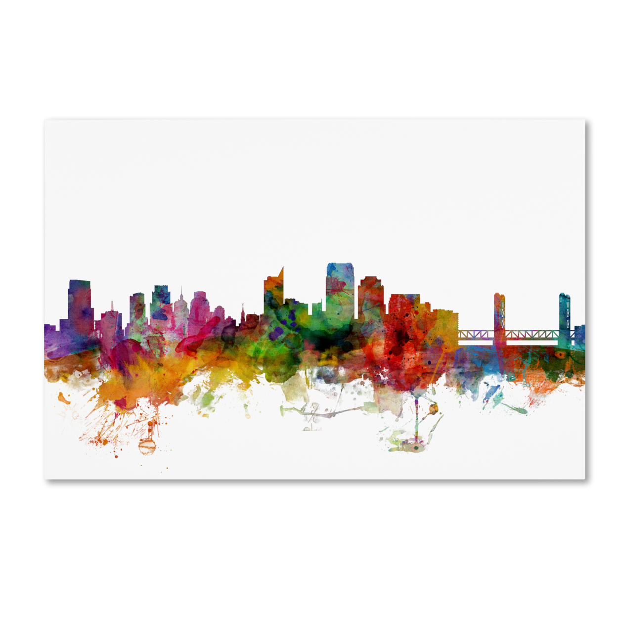 Michael Tompsett 'Sacramento California Skyline' Canvas Art 16 X 24