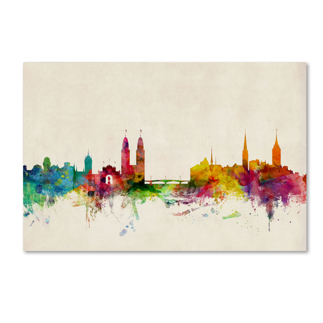 Michael Tompsett 'Zurich Switzerland Skyline' Canvas Art 16 X 24