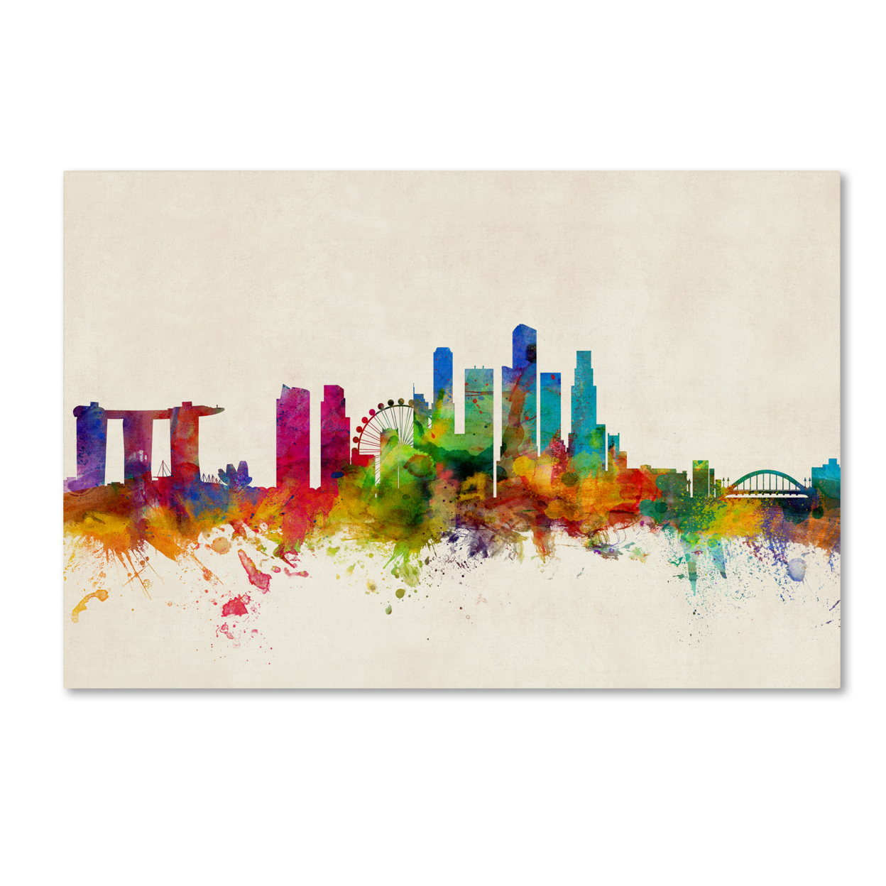 Michael Tompsett 'Singapore Skyline' Canvas Art 16 X 24