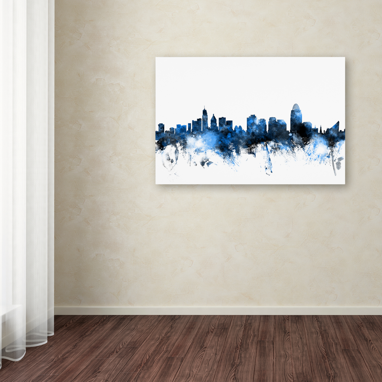 Michael Tompsett 'Cincinnati Ohio Skyline II' Canvas Art 16 X 24