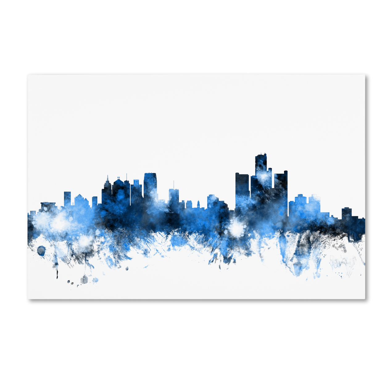 Michael Tompsett 'Detroit Michigan Skyline II' Canvas Art 16 X 24