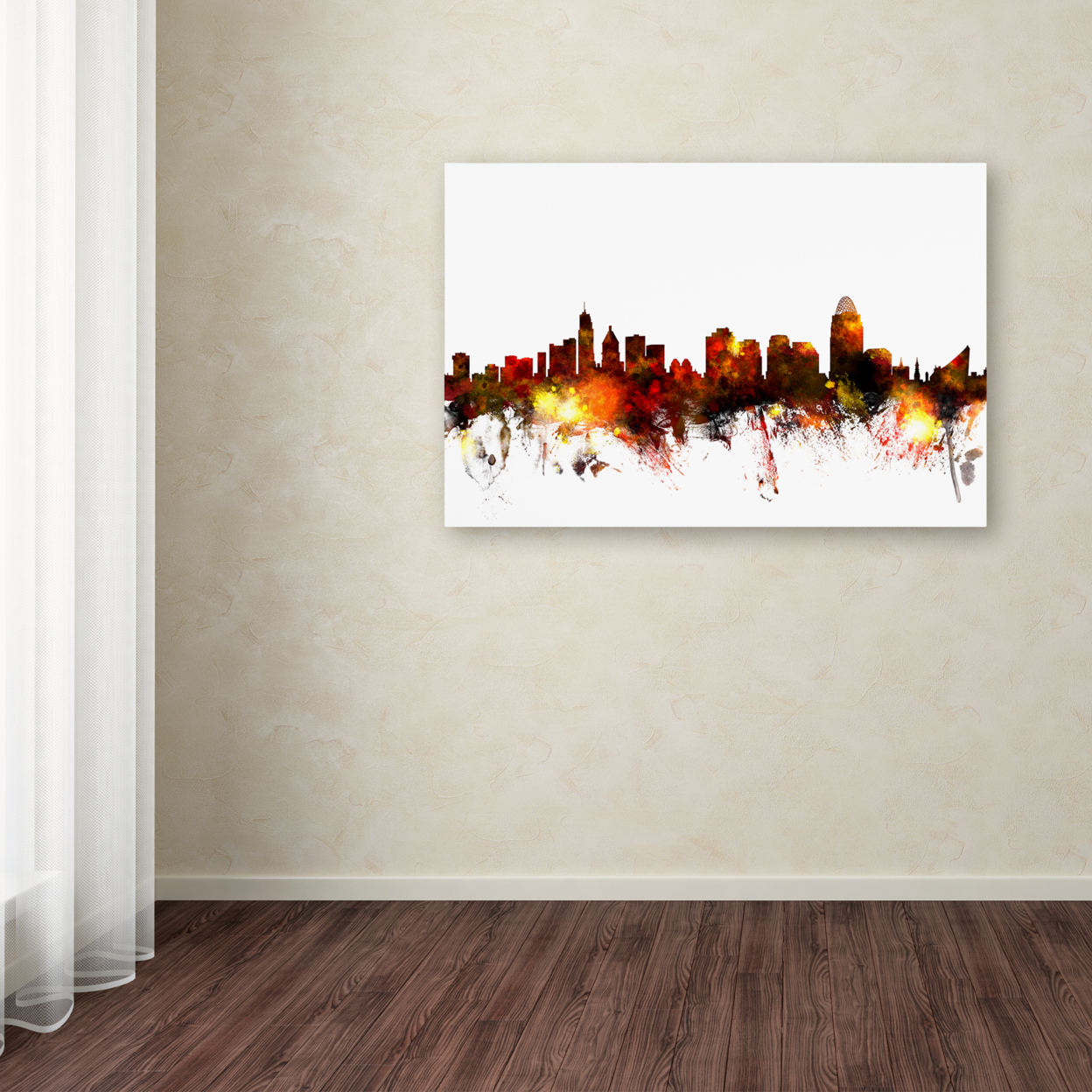 Michael Tompsett 'Cincinnati Ohio Skyline III' Canvas Art 16 X 24