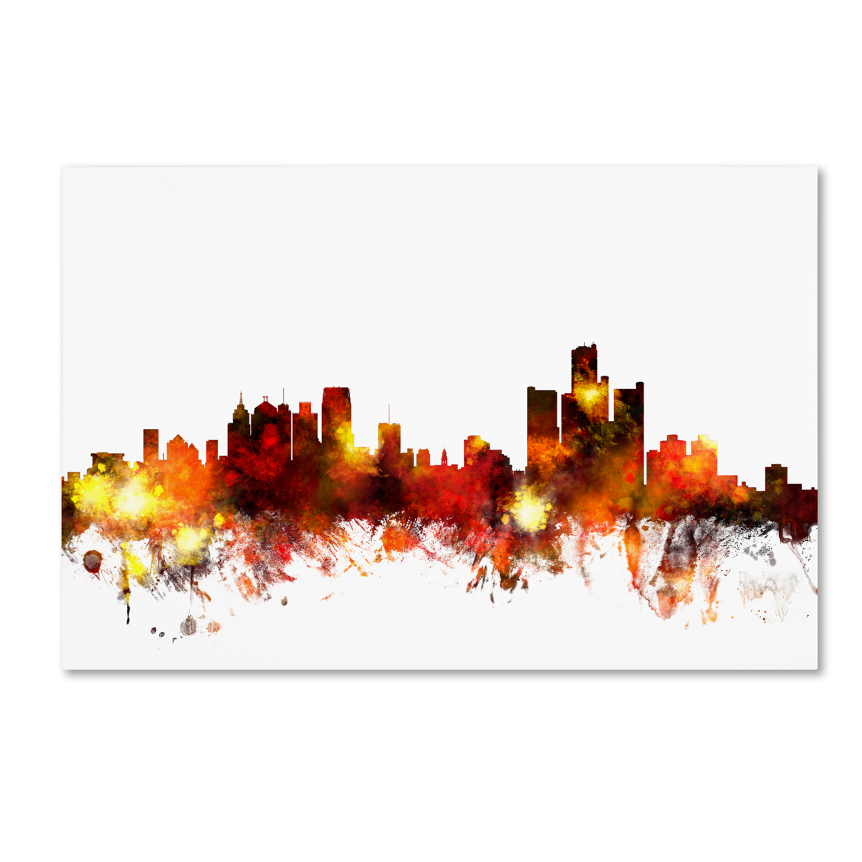 Michael Tompsett 'Detroit Michigan Skyline III' Canvas Art 16 X 24