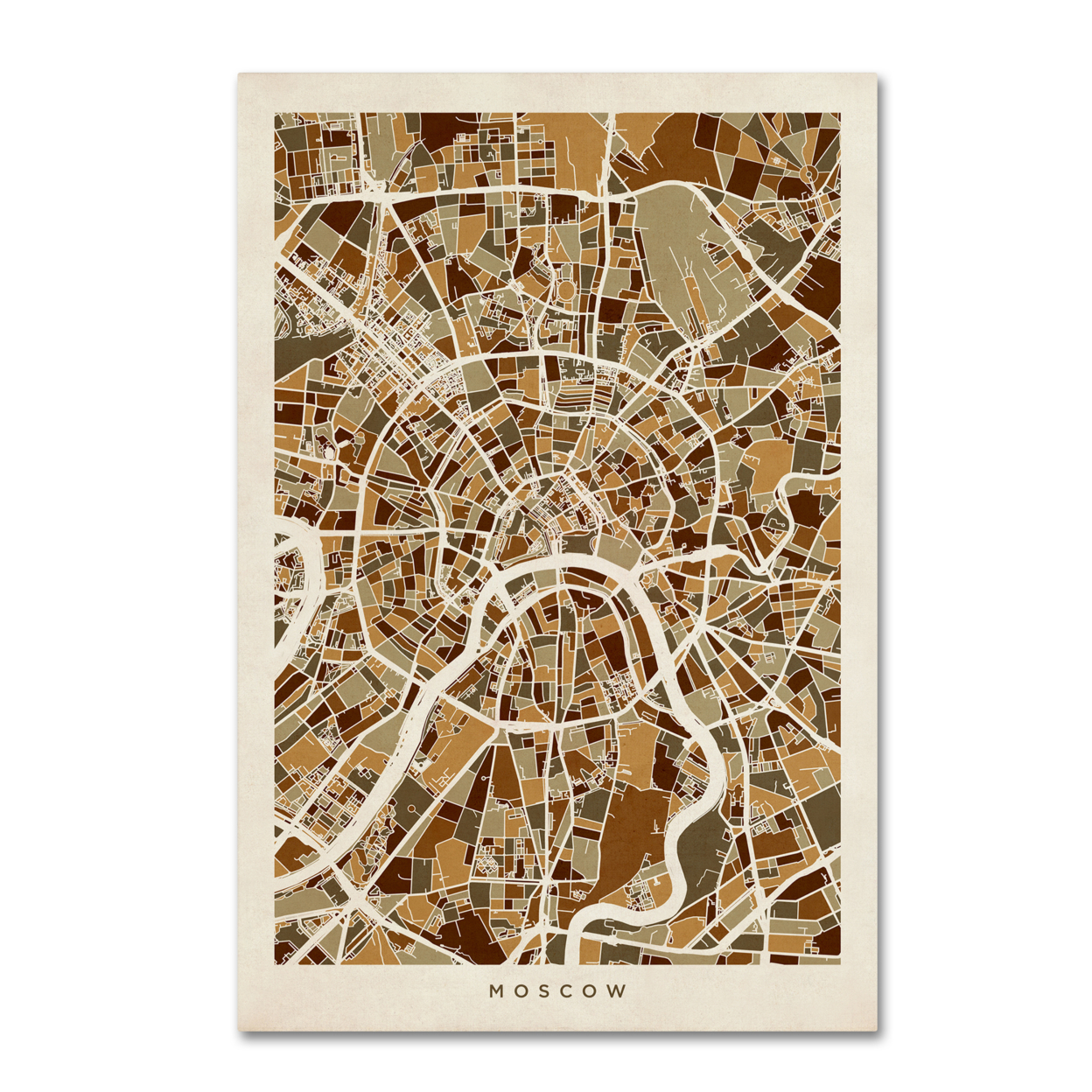 Michael Tompsett 'Moscow City Street Map' Canvas Art 16 X 24