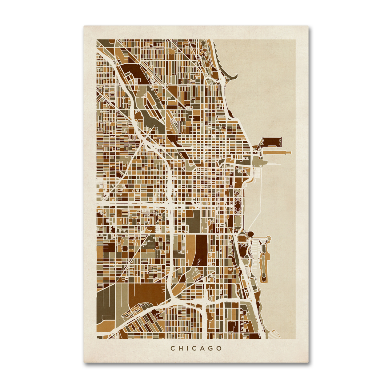 Michael Tompsett 'Chicago City Street Map' Canvas Art 16 X 24