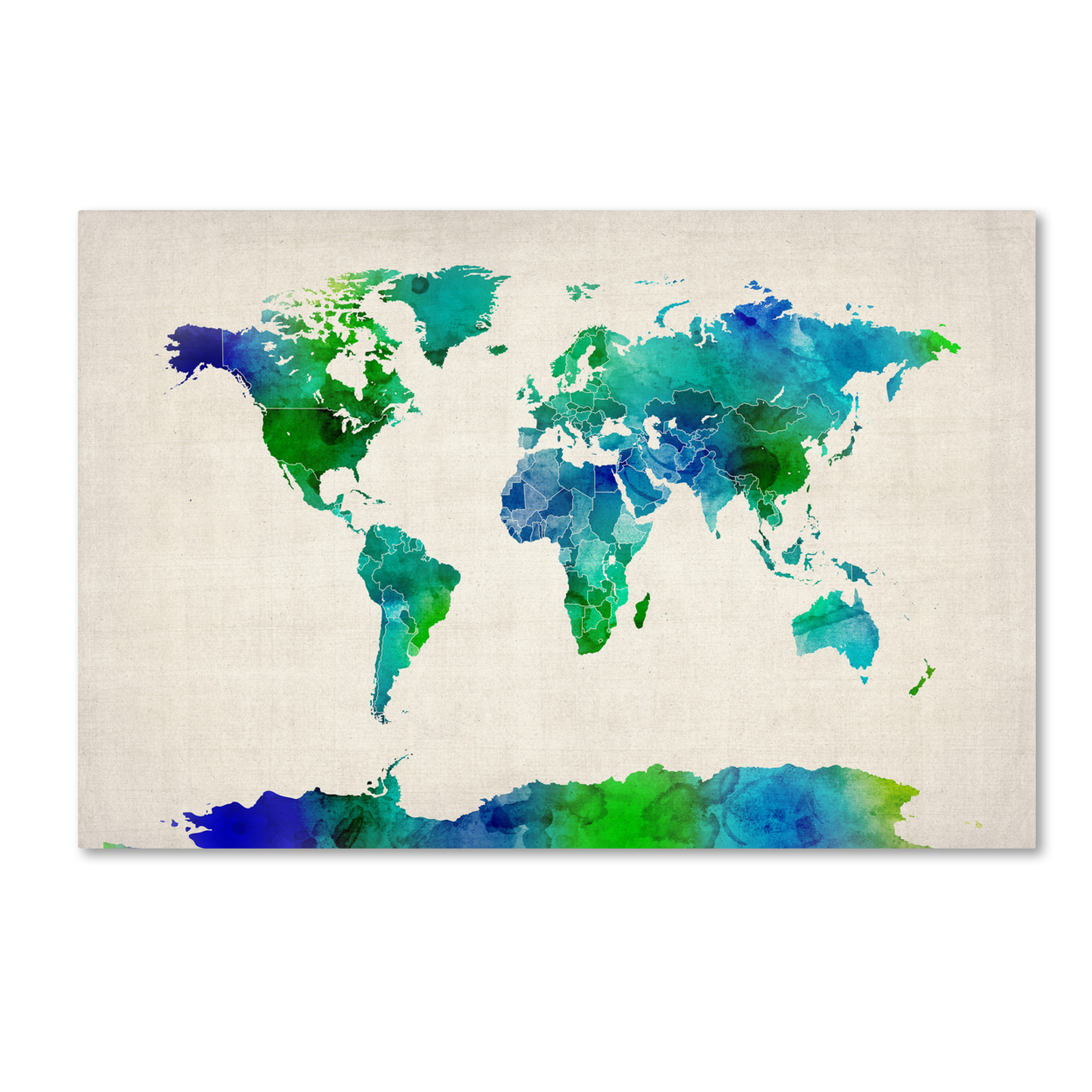 Michael Tompsett 'Watercolor Map Of The World' Canvas Art 16 X 24