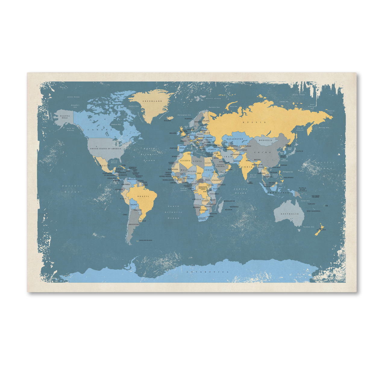Michael Tompsett 'Retro Political Map Of The World' Canvas Art 16 X 24