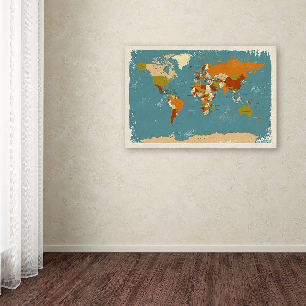 Michael Tompsett 'Retro Political Map Of The World 3' Canvas Art 16 X 24