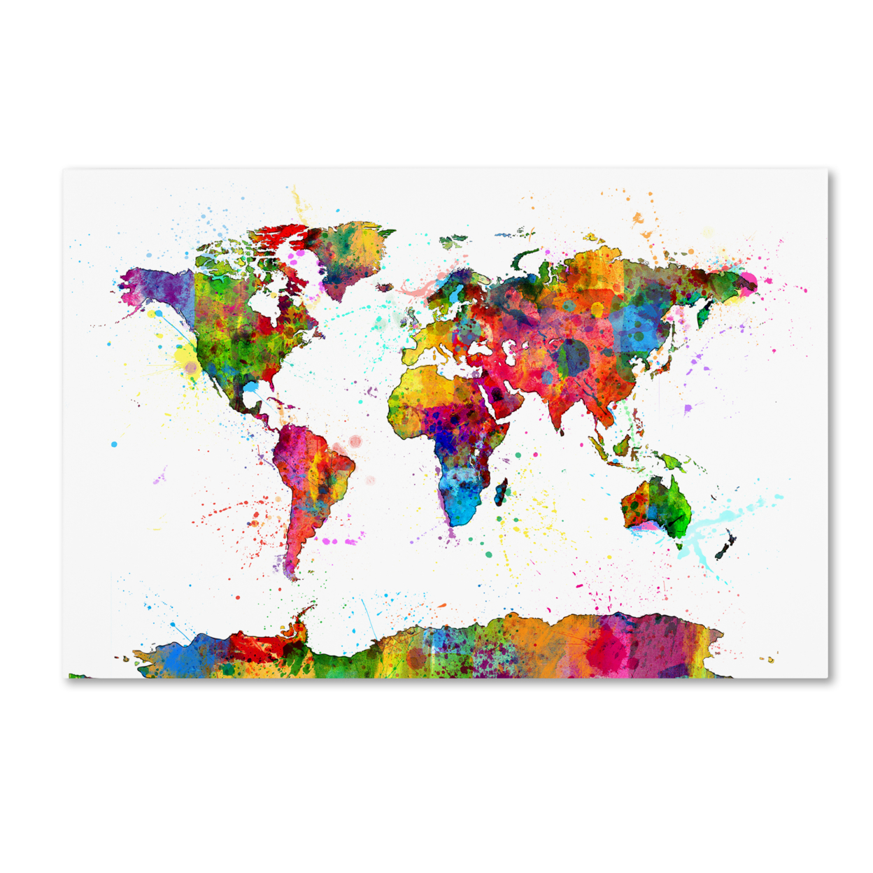 Michael Tompsett 'Map Of The World Watercolor' Canvas Art 16 X 24