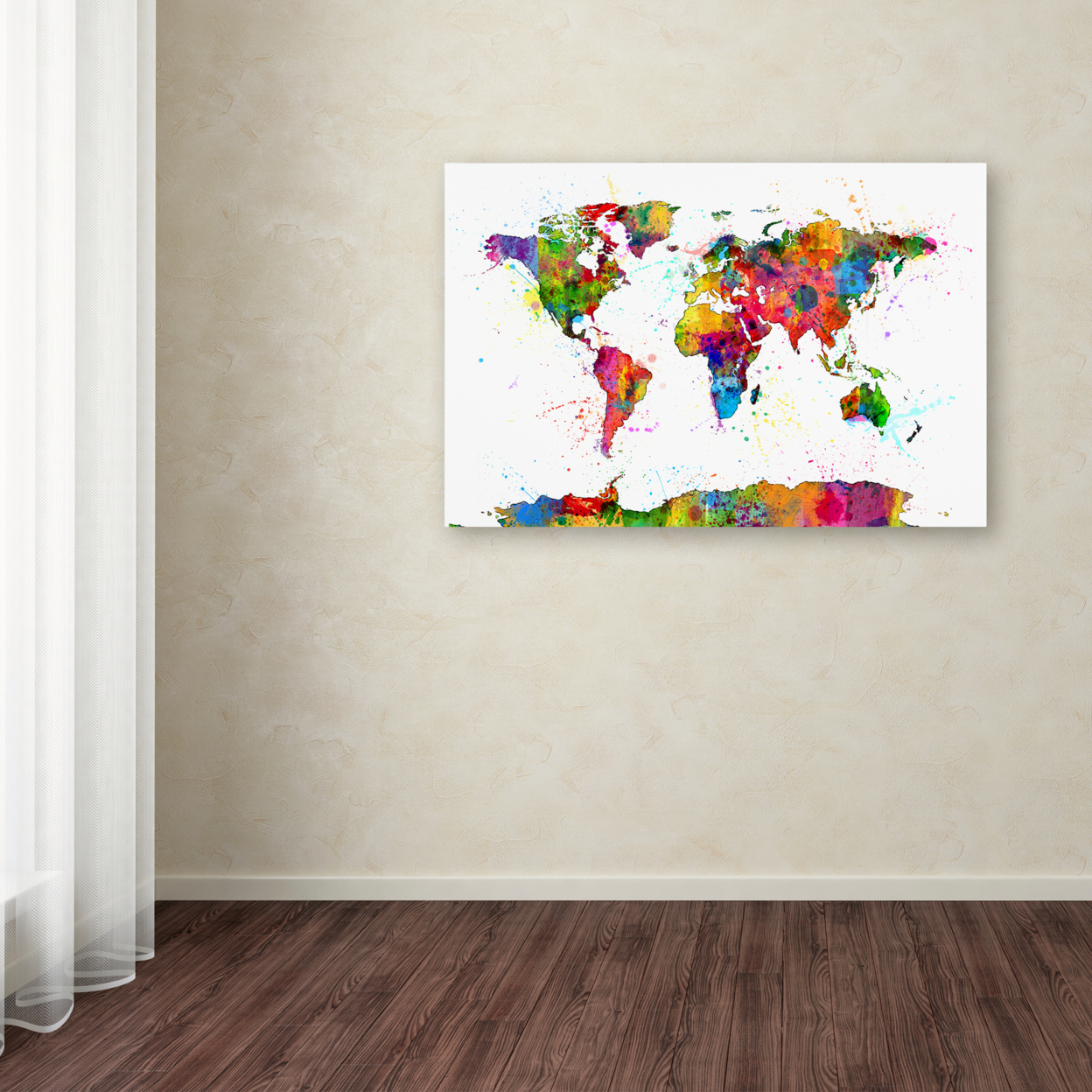 Michael Tompsett 'Map Of The World Watercolor' Canvas Art 16 X 24