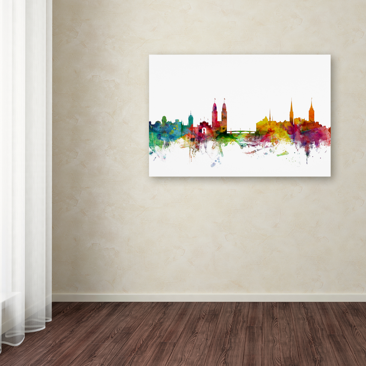 Michael Tompsett 'Zurich Switzerland Skyline II' Canvas Art 16 X 24