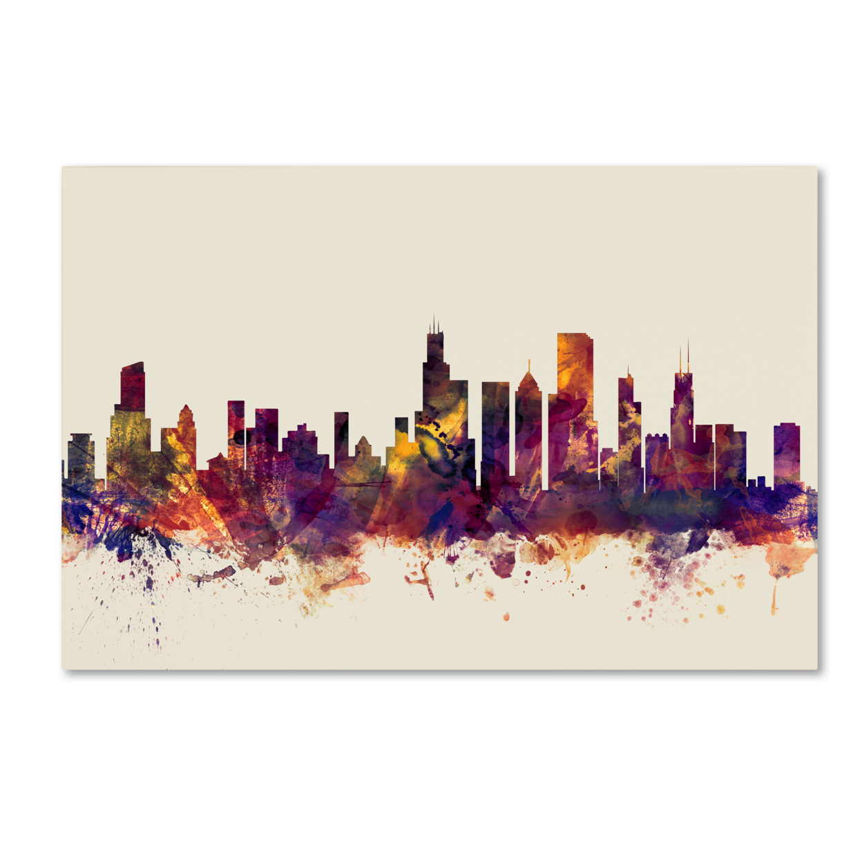 Michael Tompsett 'Chicago Illinois Skyline VII' Canvas Art 16 X 24
