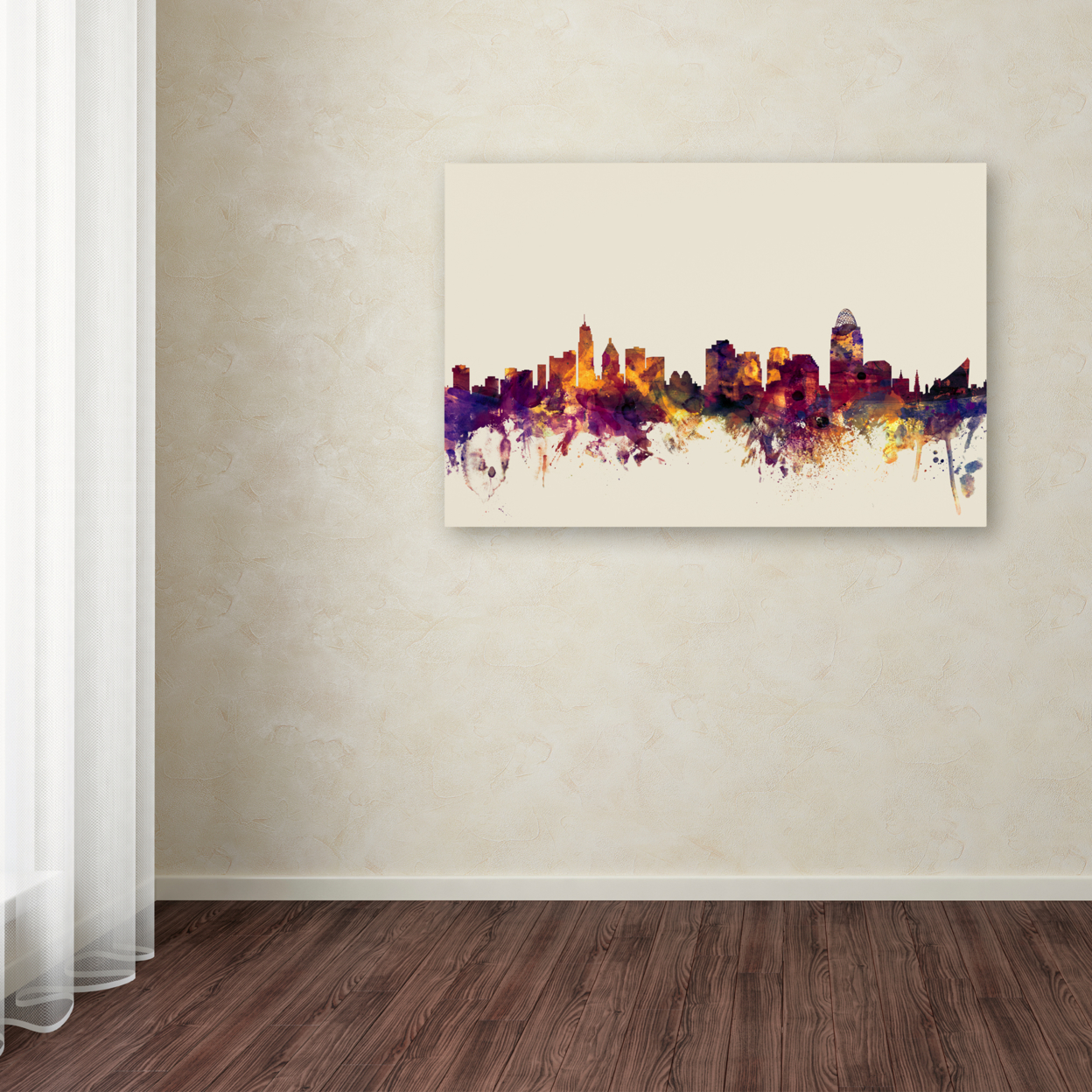 Michael Tompsett 'Cincinnati Ohio Skyline IV' Canvas Art 16 X 24