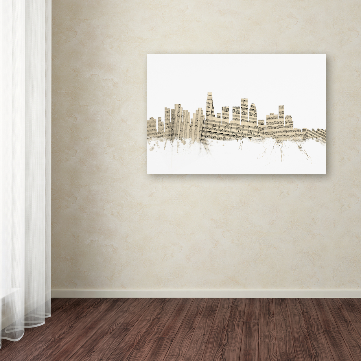 Michael Tompsett 'Los Angeles Skyline Sheet Music' Canvas Art 16 X 24