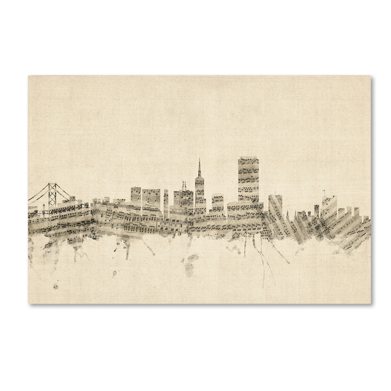 Michael Tompsett 'San Francisco Sheet Music II' Canvas Art 16 X 24