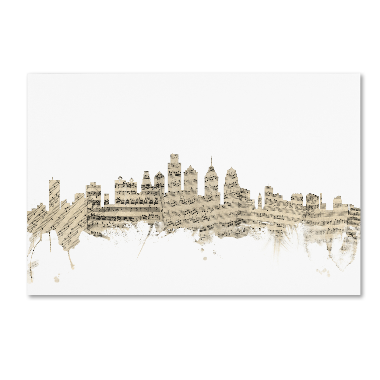 Michael Tompsett 'Philadelphia Skyline Sheet Music' Canvas Art 16 X 24