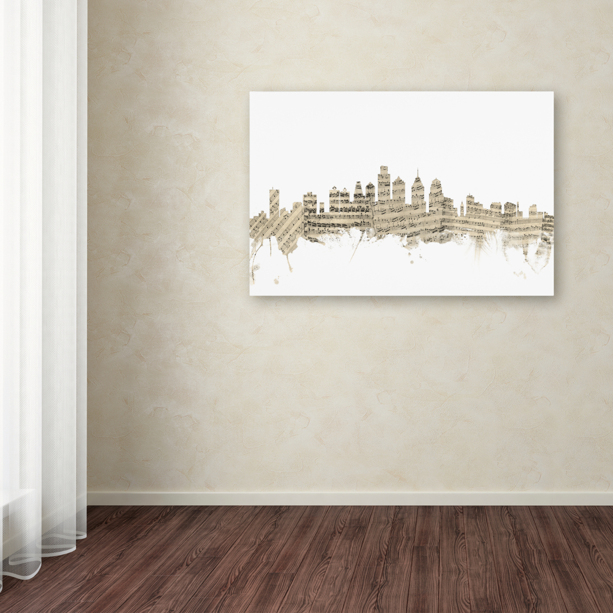 Michael Tompsett 'Philadelphia Skyline Sheet Music' Canvas Art 16 X 24
