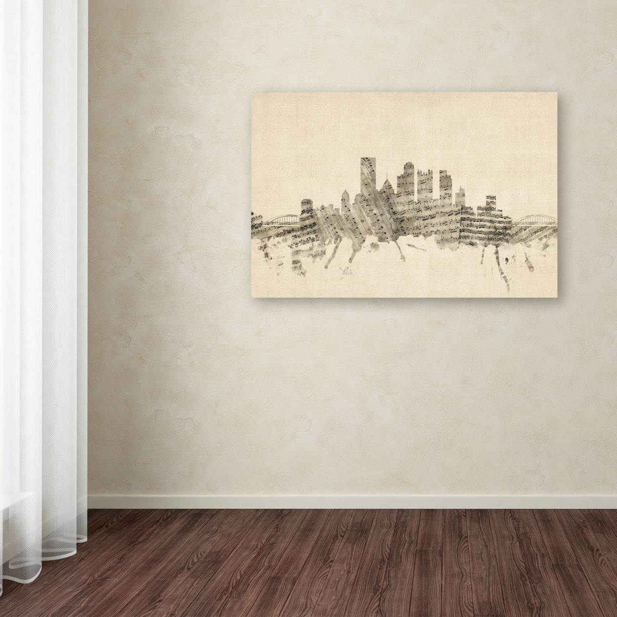 Michael Tompsett 'Pittsburgh Skyline Sheet Music II' Canvas Art 16 X 24